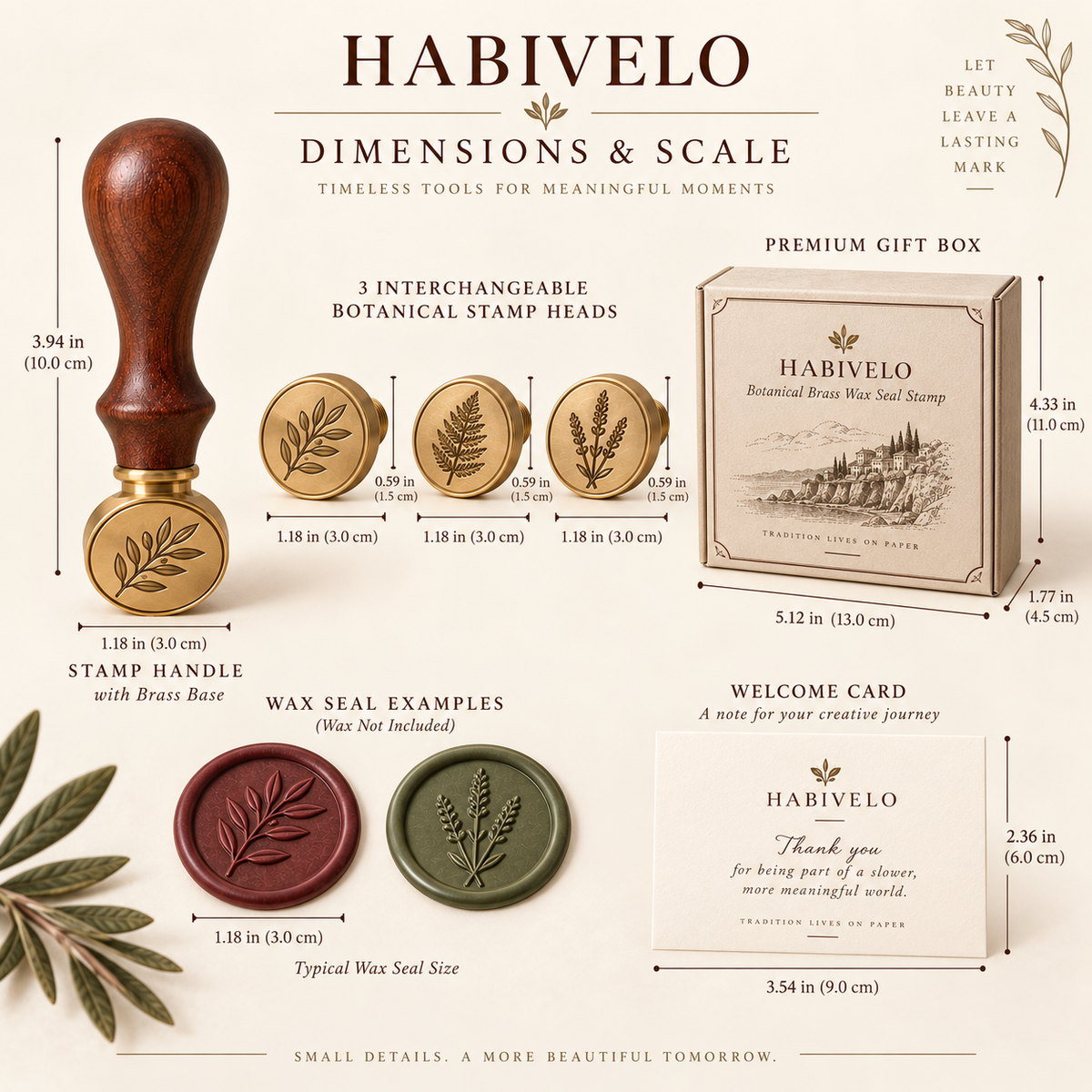 HABIVELO Botanical Brass Wax Seal Stamp – Vintage Floral Stamp