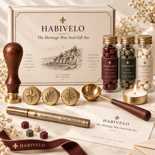 HABIVELO Heritage Wax Seal Gift Set – Vintage Sealing Kit for Letters & Gifts
