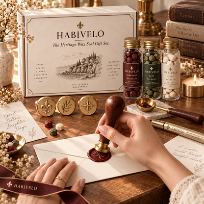 HABIVELO Heritage Wax Seal Gift Set – Vintage Sealing Kit for Letters & Gifts