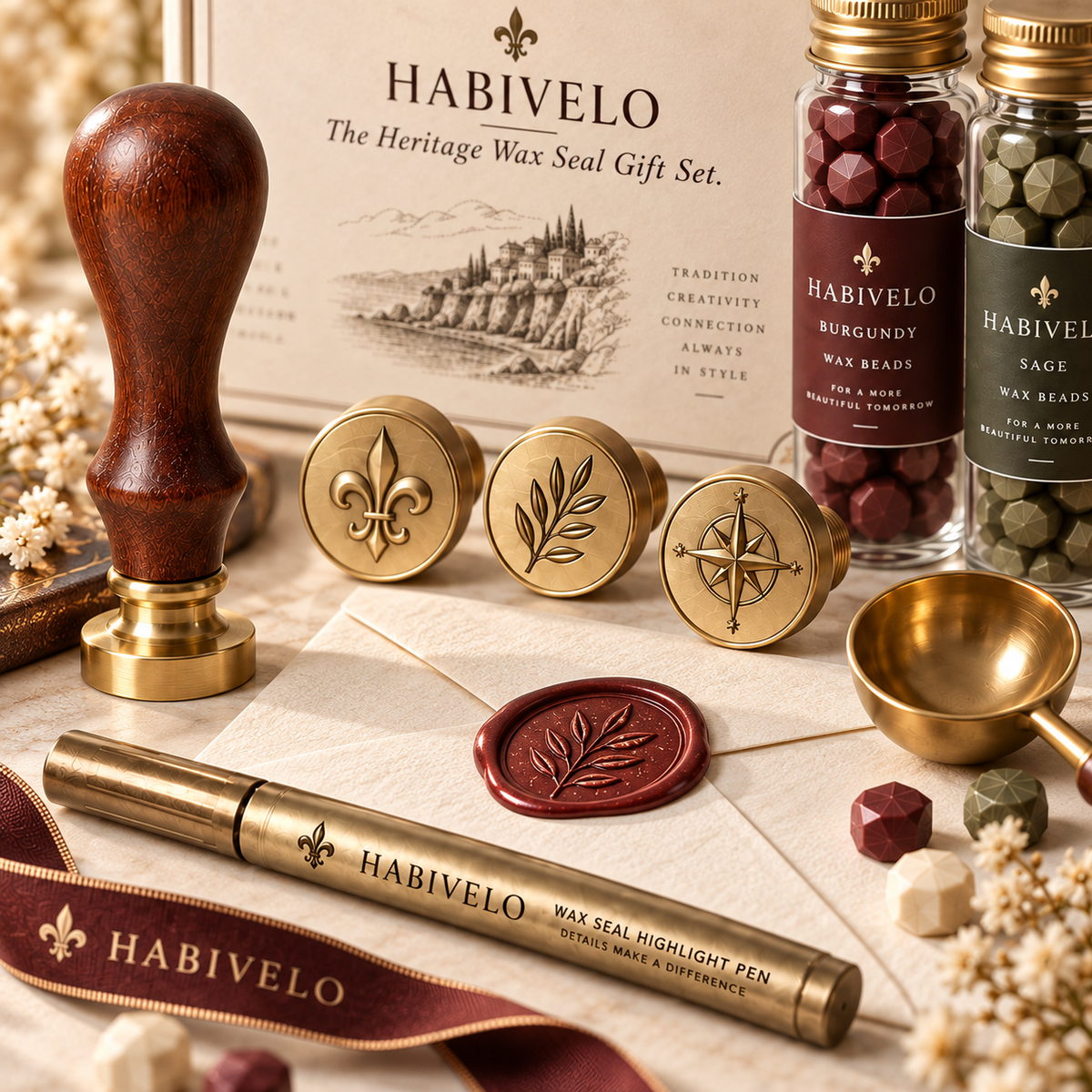 HABIVELO Heritage Wax Seal Gift Set – Vintage Sealing Kit for Letters & Gifts