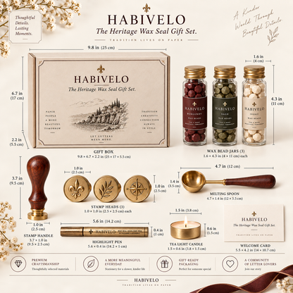 HABIVELO Heritage Wax Seal Gift Set – Vintage Sealing Kit for Letters & Gifts
