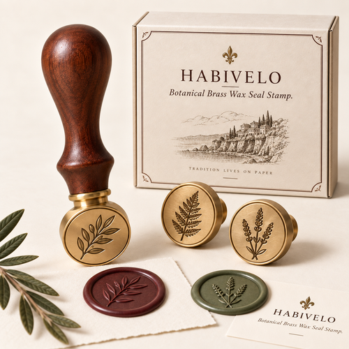 HABIVELO Botanical Brass Wax Seal Stamp – Vintage Floral Stamp