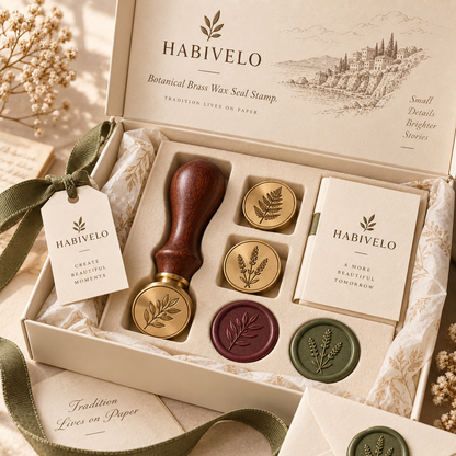 HABIVELO Botanical Brass Wax Seal Stamp – Vintage Floral Stamp
