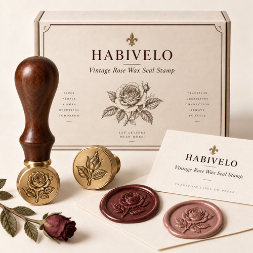 HABIVELO Vintage Rose Wax Seal Stamp – Botanical Brass Stamp