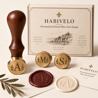 HABIVELO Personalized Initial Wax Seal Stamp – Custom Monogram Brass Stamp