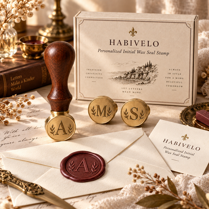 HABIVELO Personalized Initial Wax Seal Stamp – Custom Monogram Brass Stamp