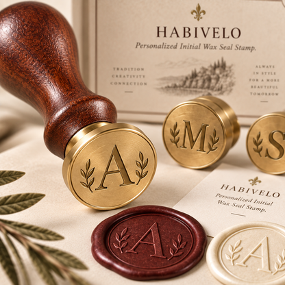 HABIVELO Personalized Initial Wax Seal Stamp – Custom Monogram Brass Stamp