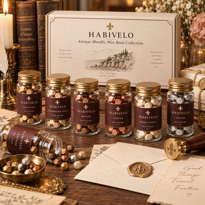 HABIVELO Antique Metallic Sealing Wax Beads – Gold, Bronze & Pearl Collection