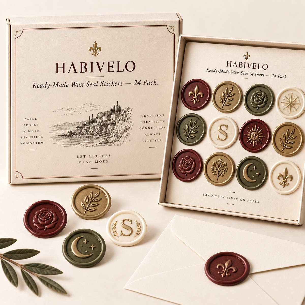 HABIVELO Ready-Made Wax Seal Stickers – 24 Pack for Invitations & Gifts