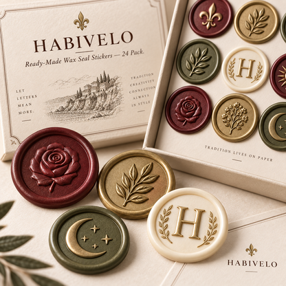 HABIVELO Ready-Made Wax Seal Stickers – 24 Pack for Invitations & Gifts