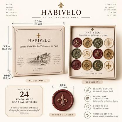HABIVELO Ready-Made Wax Seal Stickers – 24 Pack for Invitations & Gifts