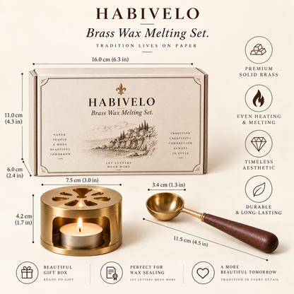 HABIVELO Brass Wax Melting Set – Wax Warmer, Spoon & Candle Holder