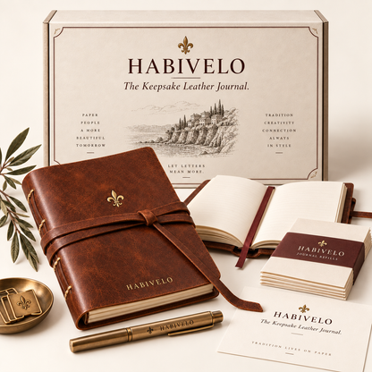 HABIVELO Keepsake Leather Journal – Vintage Refillable Writing Notebook