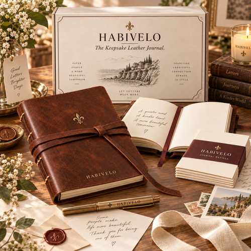 HABIVELO Keepsake Leather Journal – Vintage Refillable Writing Notebook