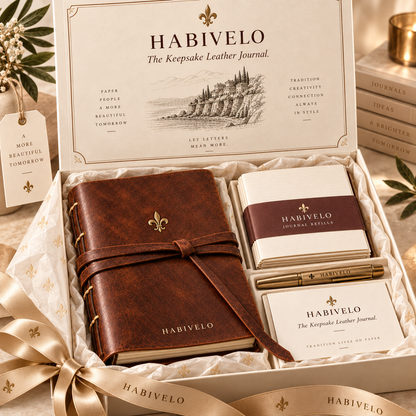 HABIVELO Keepsake Leather Journal – Vintage Refillable Writing Notebook
