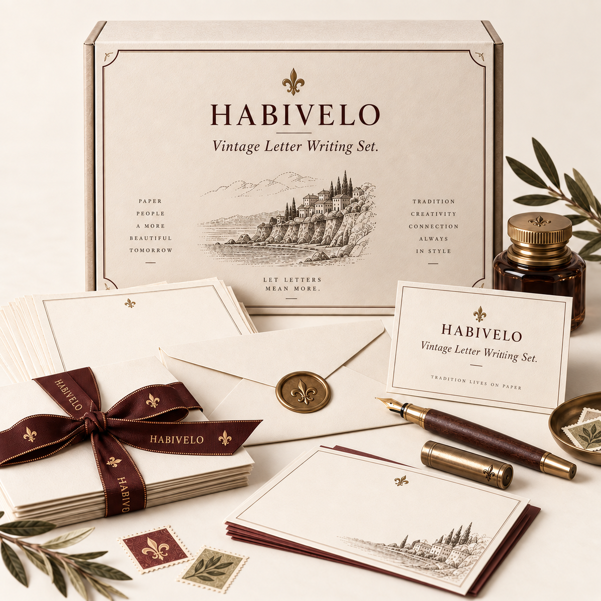 HABIVELO Vintage Letter Writing Set – Stationery Paper, Envelopes & Gift Set