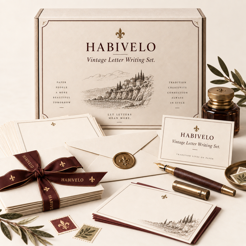 HABIVELO Vintage Letter Writing Set – Stationery Paper, Envelopes & Gift Set
