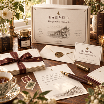 HABIVELO Vintage Letter Writing Set – Stationery Paper, Envelopes & Gift Set