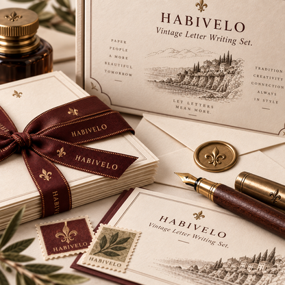 HABIVELO Vintage Letter Writing Set – Stationery Paper, Envelopes & Gift Set