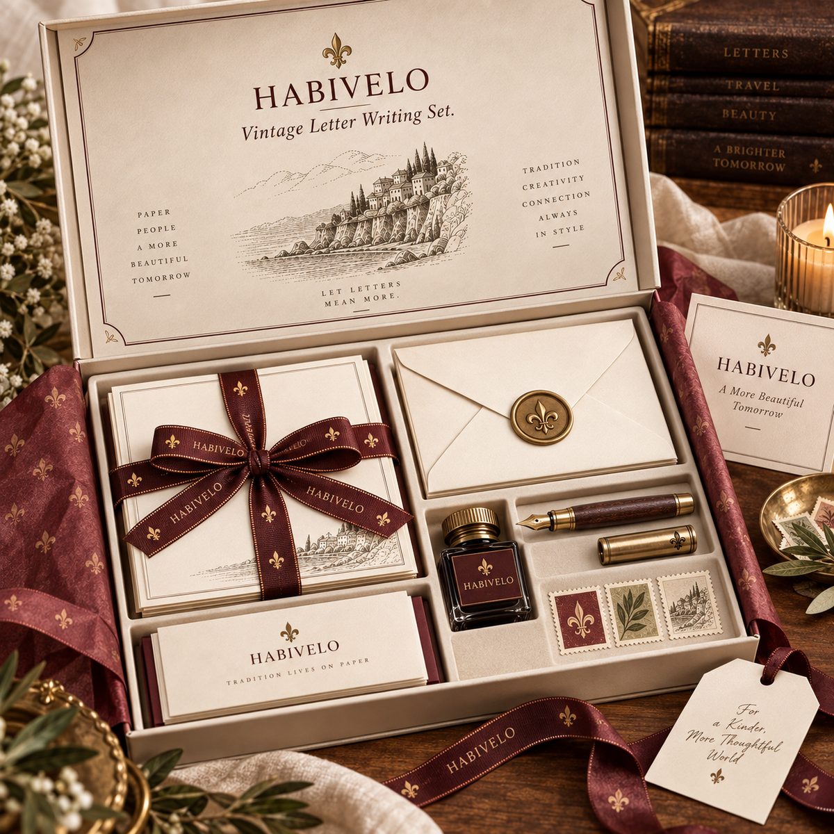 HABIVELO Vintage Letter Writing Set – Stationery Paper, Envelopes & Gift Set